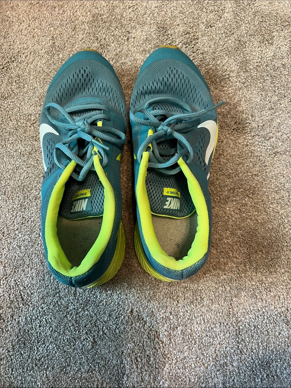 Nike Teal Sneakers with Neon Yellow Accents
